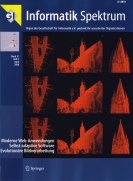 Das Titelbild zeigt drei Ansichten des Martkplatzes der oesterreichischen Stadt Horn als 3D-Punktwolke. Zu sehen ist, wie mehrere 3D-Scans, die von unterschiedlichen, nicht genau bekannten Positionen aufgenommen wurden, zu einem konsistenten Geometriemodell zusammengesetzt werden. Die dazu notwendigen Algorithmen loesen das so genannte SLAM-Problem. SLAM (Simultaneous Localization And Mapping, Deutsch: das Problem der gleichzeitigen Lokalisation undKartierung) ist eine Technik, die autonome Roboter verwendet, um eine Karte ihrer Umgebung zu erstellen.Dies ist nicht trivial, da in diesemhochdimensionalen Schaetzsystem die Ungenauigkeiten verschiedener Sensoren integriert werdenmuessen. Die Loesung des SLAM-Problems ist eine wesentlicheVoraussetzung, dass Roboter ,,wahre Autonomie erreichen koennen. Die aktuelle Forschung hat probabilistische Algorithmen zur Loesung des SLAM-Problems entwickelt, Ungenauigkeiten in den Messdaten werden dabei durch Wahrscheinlichkeitsverteilungen explizit modelliert. Allen SLAM-Algorithmen ist gemein, dass die verrauschten Sensordaten eines Roboter so zusammengefuegt werden, dass ein konsistentes Umgebungsmodel entsteht. Die Roboterpose (Roboterposition und Orientierung), beispielsweise durch Radumdrehungen geschaetzt, ist nur sehr ungenau bekannt, die anderen Sensordaten muessen daher diese Schaetzung korrigieren. Diese anderen Sensordaten koennen zum Beispiel Kameras, taktile Sensoren oder Entfernungsmessgeraete, wie zum Beispiel Sonar und Laserscanner, sein. Diese unterliegen aber ebenfalls Messfehlern. Da die Messfehler in der Robotik statistisch abhaengig sind, kann man nicht einfach ueber viele Messungen mitteln und hoffen, dass sich das Rauschen minimiert. Die Loesung des Problems liegt bei den so genannten geschlossenen Kreisen. Detektiert ein Roboter, dass er eine Position erreicht hat, an der er schon einmal war, kann diesesWissen dazu verwendet werden, die entstandenen Mess- und Schaetzfehler zu beschraenken. Auf dem Titel sind Ergebnisse aus drei Teilschritten eines neuen Algorithmus zur Loesung des SLAM Problems abgebildet. Hierbei werden die Posen mit sechs Freiheitsgraden repaesentiert, so dass auch Umgebungen im Freien kartiert werden koennen. Die oben abgebildete, anfaengliche Schaetzung der Pose wird inkrementell verbessert, bis schliesslichich der Fehler minimal wird (unten). Der linke Teil der Abbildung stellt die Szene in einer Ansicht aus der Vogelperspektive dar. Der mittlere und rechte Teil zeigen zwei Detailansichten. Weitere Informationen und Animationen finden sich in Dorit Borrmann, Jan Elseberg, Kai Lingemann, Andreas Nuechter und Joachim Hertzberg. Globally consistent 3D mapping with scan matching. Journal of Robotics and Autonomous Systems, 2008, bzw. auf der Webseite http://www.informatik.uniosnabrueck. de/nuechter/videos.html Eine Einfuehrung in das SLAMProblem findet sich in: Sebastian Thrun. Robotic Mapping: A Survey. In: Exploring Artificial Intelligence in theNew Millennium. Gerhard Lakemeyer, Bernhard Nebel (Editor), Seite 1 -- 35, 2003. Die Daten wurden freundlicherweise zur Verfuegung gestellt von RIEGL LMS GmbH (www.riegl.co.at).