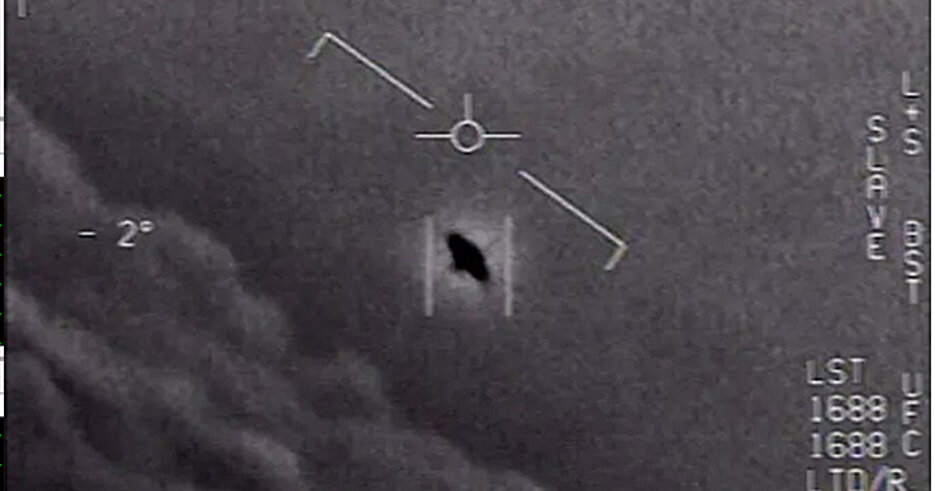 This image is from a US Navy infrared video clip and shows an unidentified flying object.